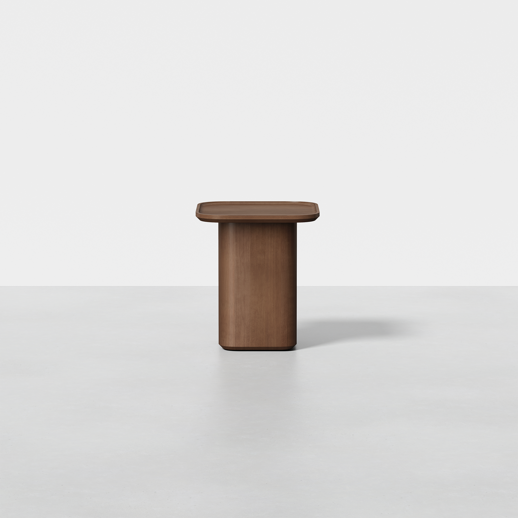 Pedestal Side Table (Walnut) - Render - Front