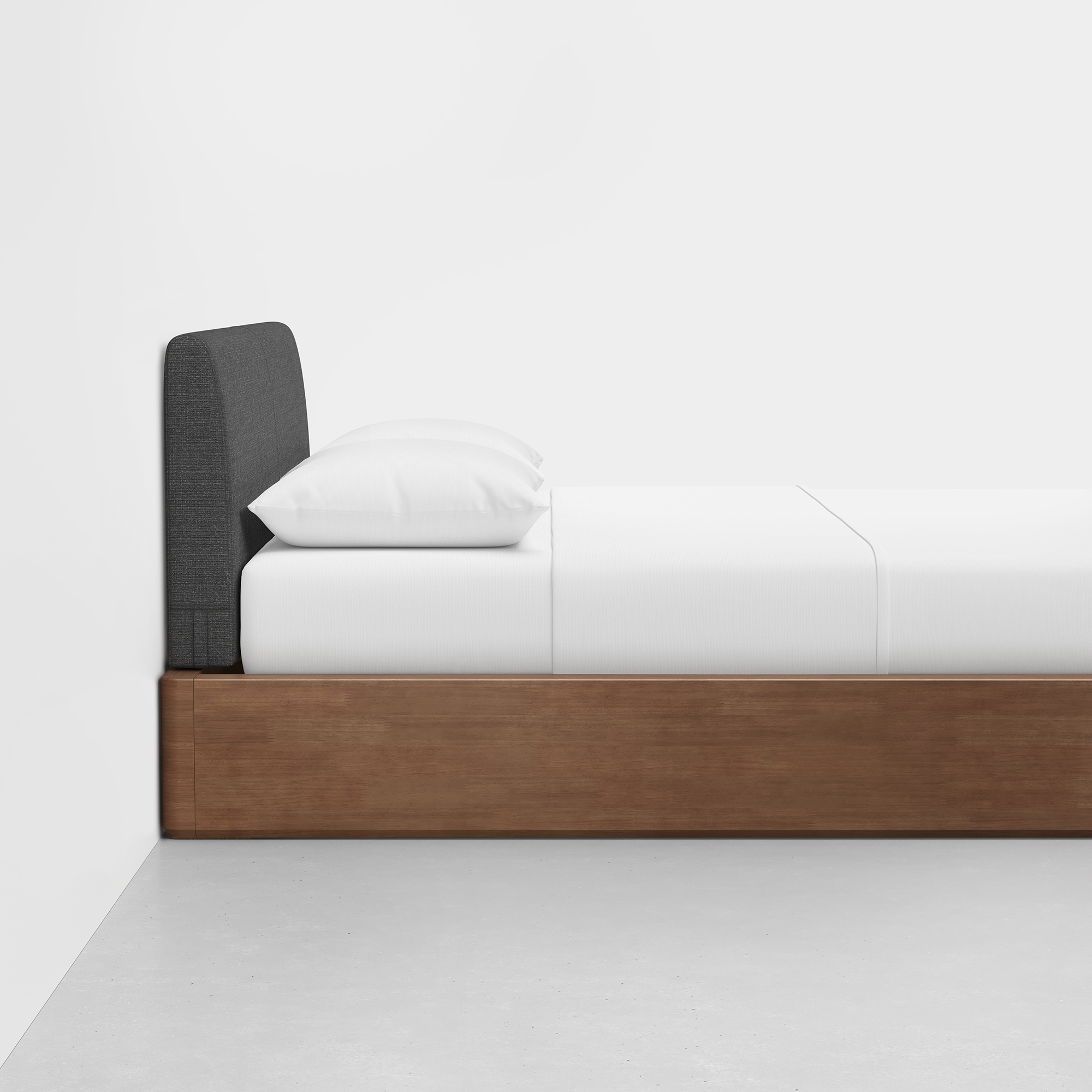 Essential Bed (Walnut / Dark Charcoal) - Side