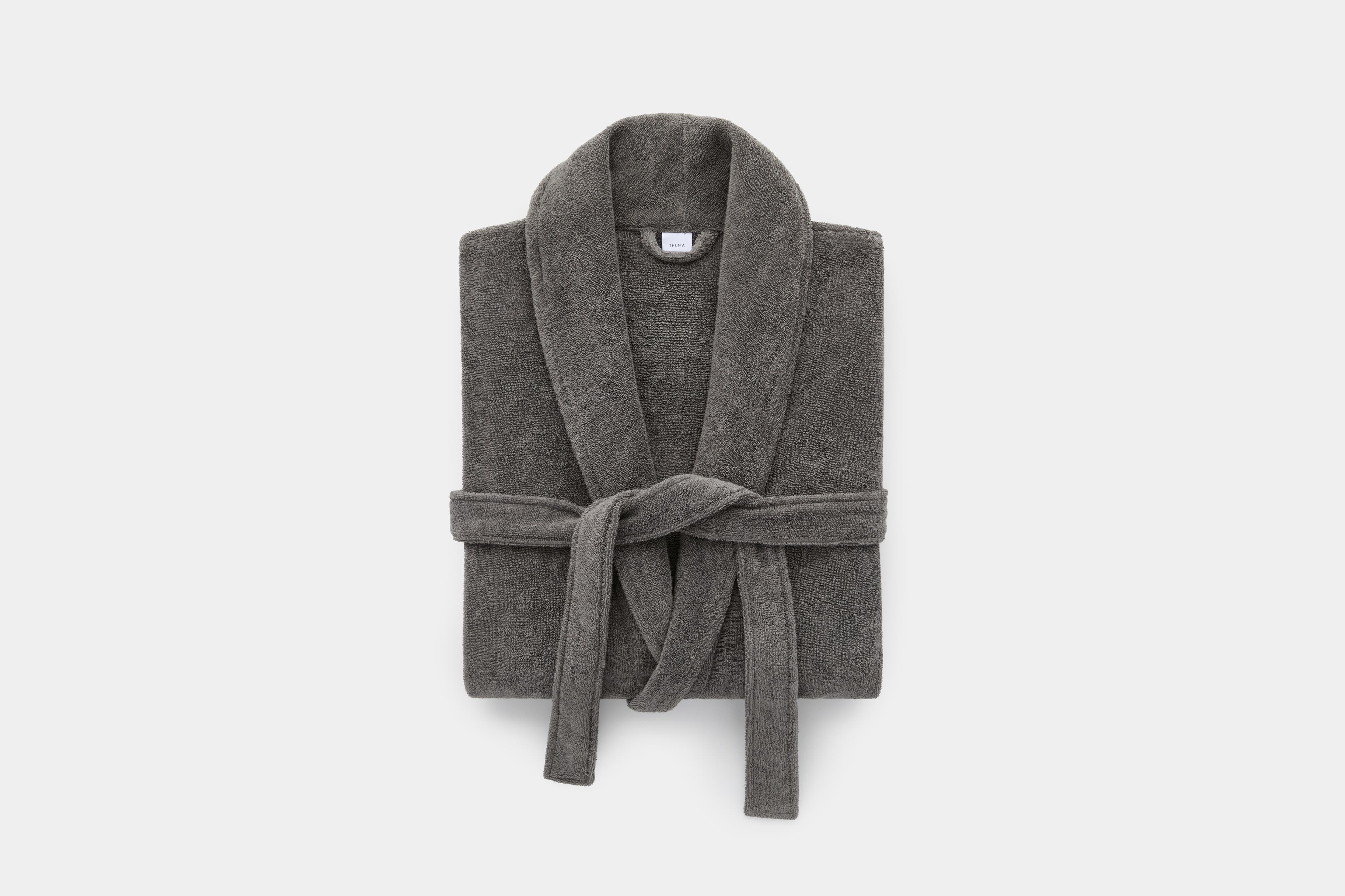 Turkish Cotton Bath Robe (Dark Charcoal) - Folded