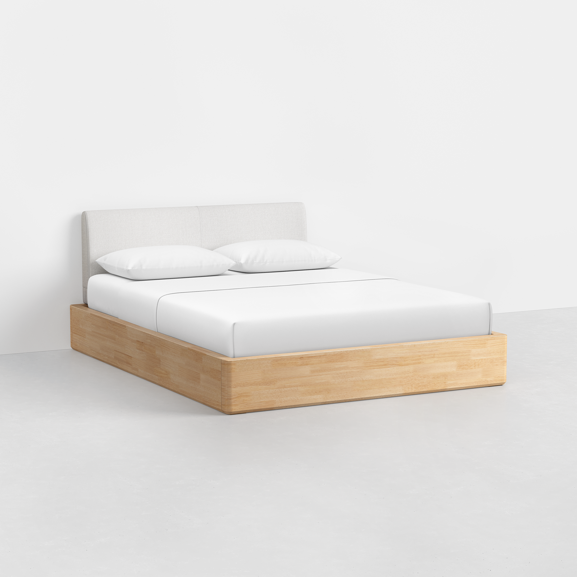 Essential Bed (Natural / Light Linen) - Angled