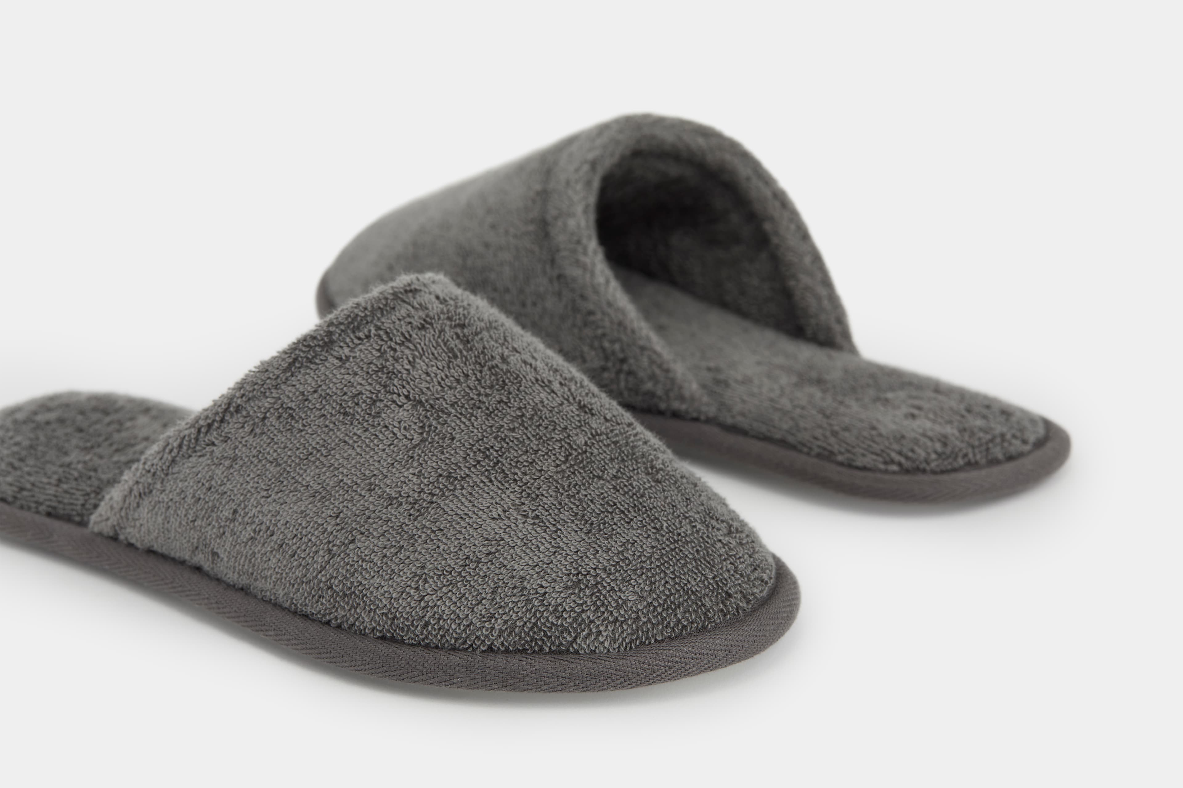 Turkish Cotton Bath Slippers (Dark Charcoal) - Detail