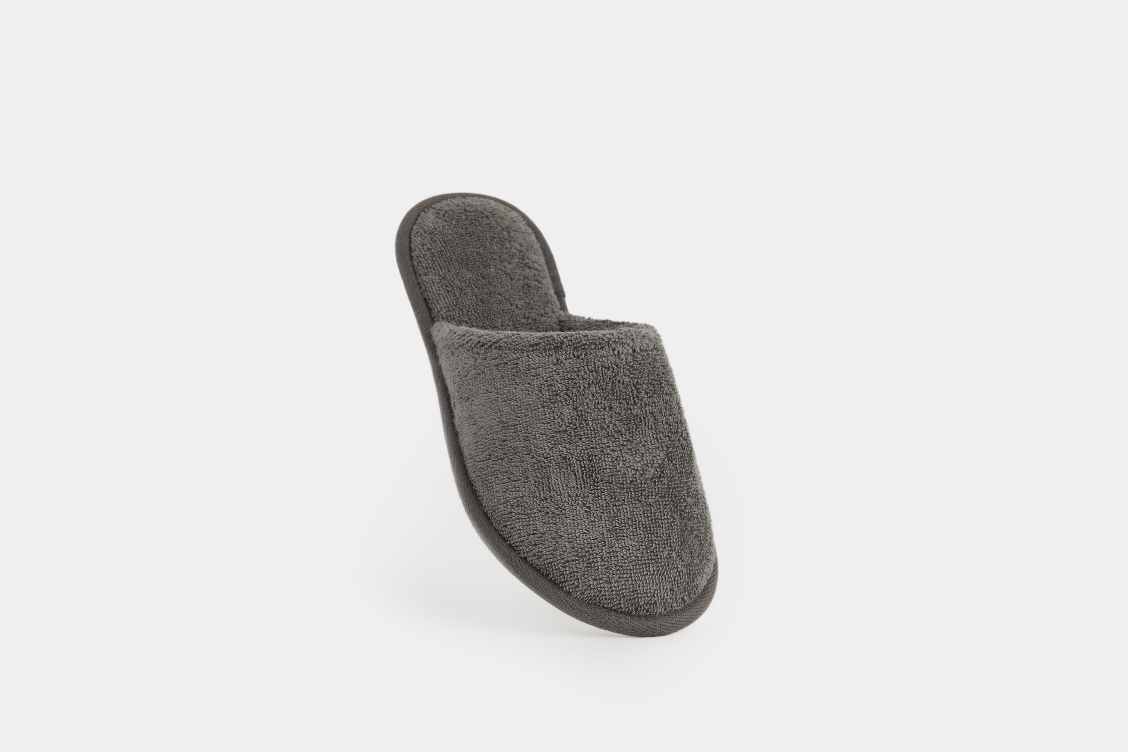 Turkish Cotton Bath Slippers (Dark Charcoal) - Single Angled