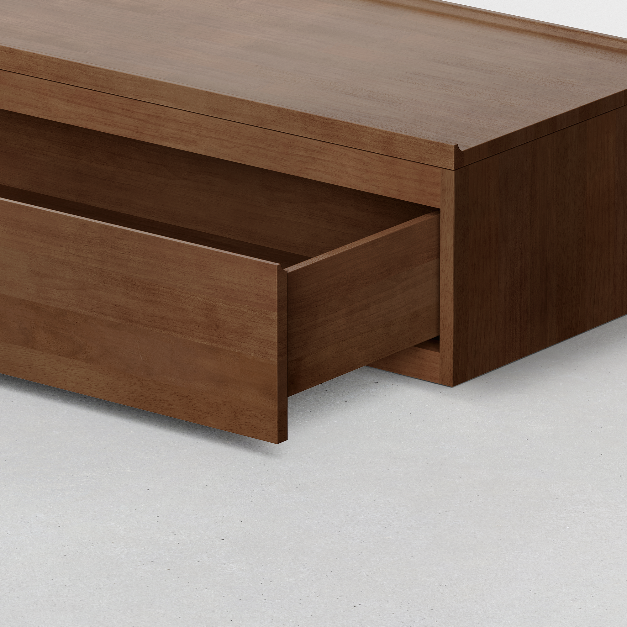 One-Drawer Nightstand (Walnut) - Drawer Open Detail