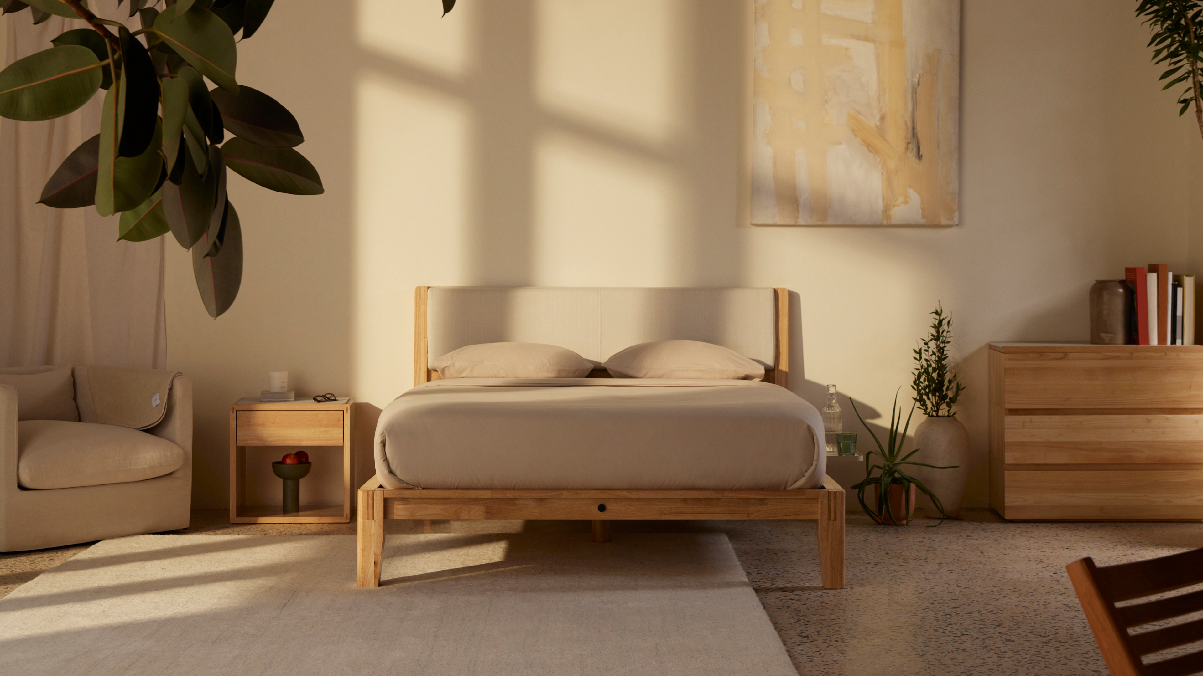 Beds LP: Look Book (The Bed + HB Cushion, in Natural) - Desktop