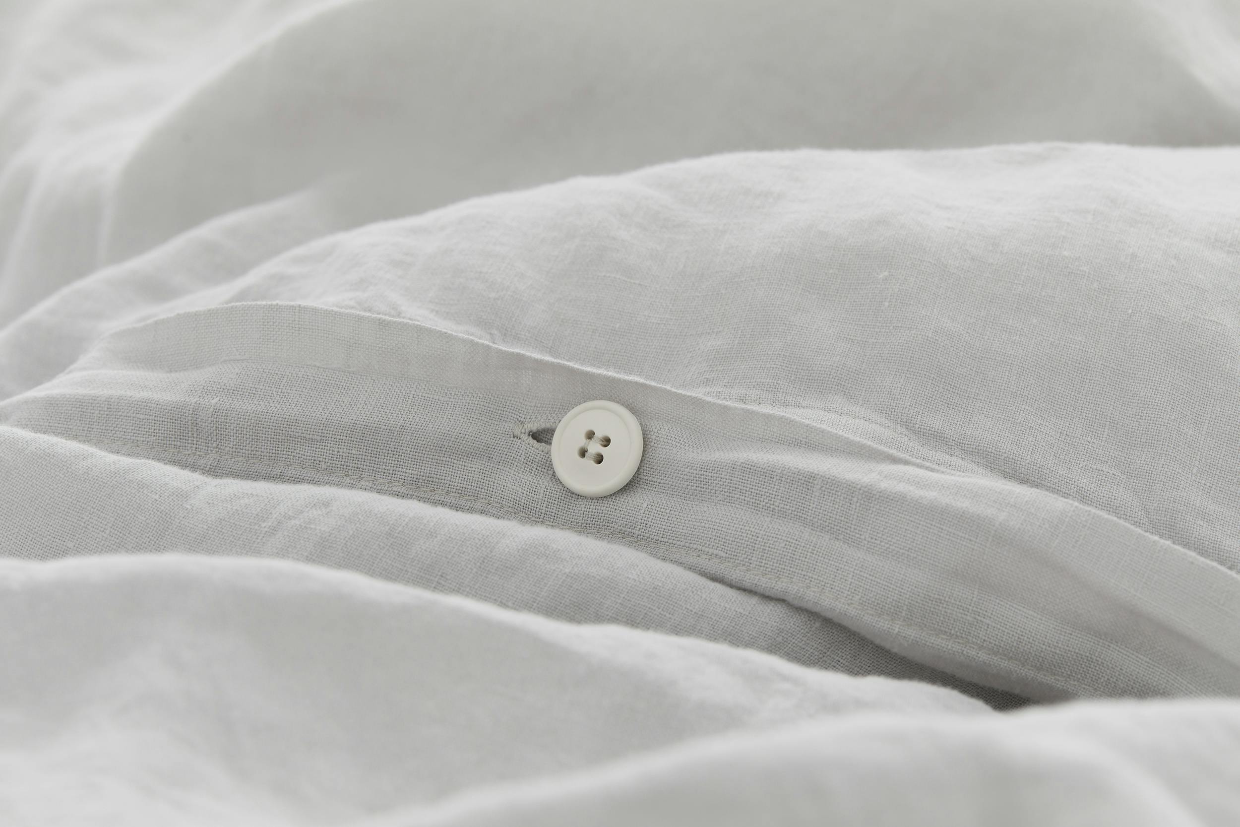 Linen Duvet Cover (Stone) - Button Detail