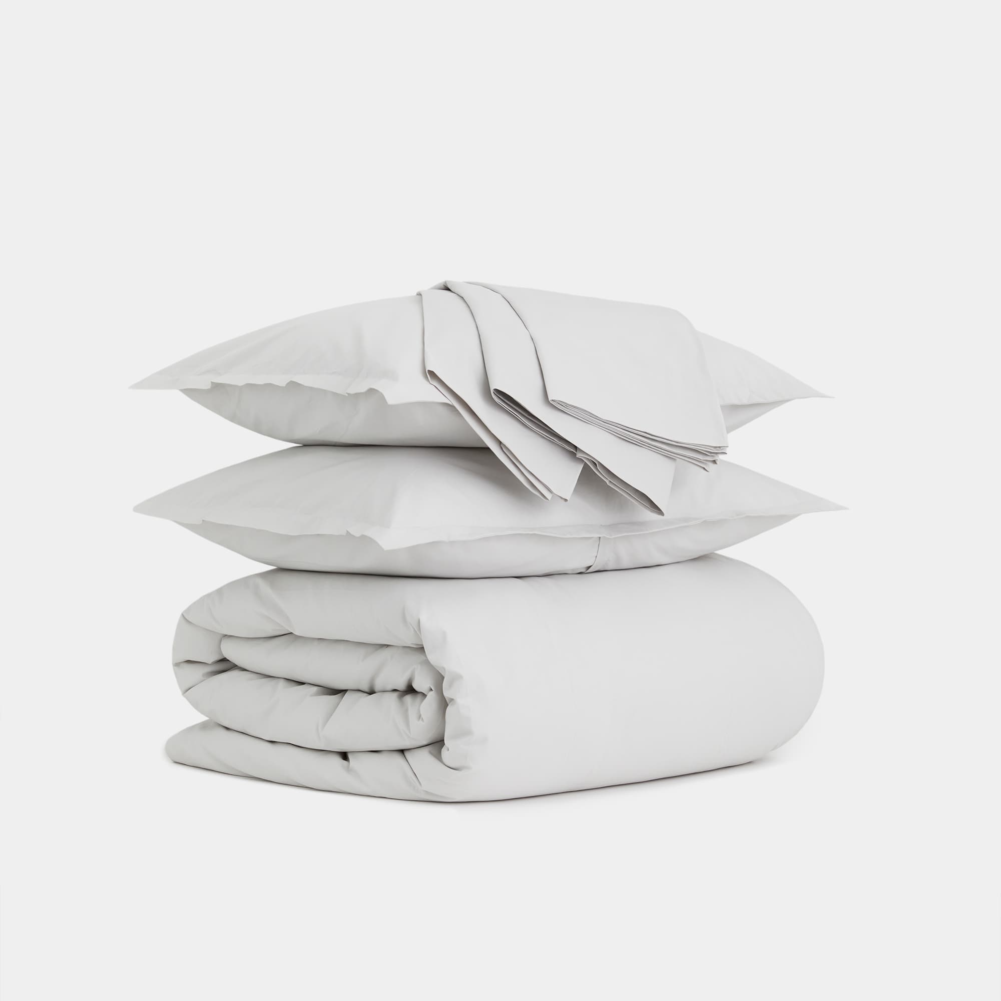 Complete Cotton Percale Bedding Set (Stone) - Stacked