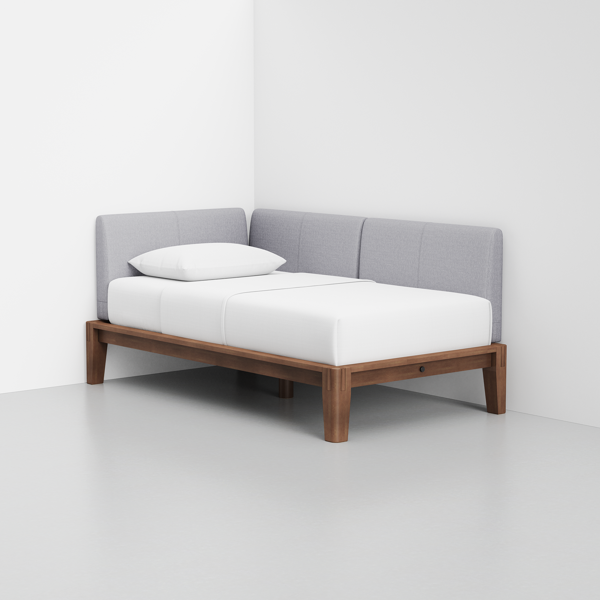 PDP Image: The Daybed (Walnut / Fog Grey) - Rendering - Front