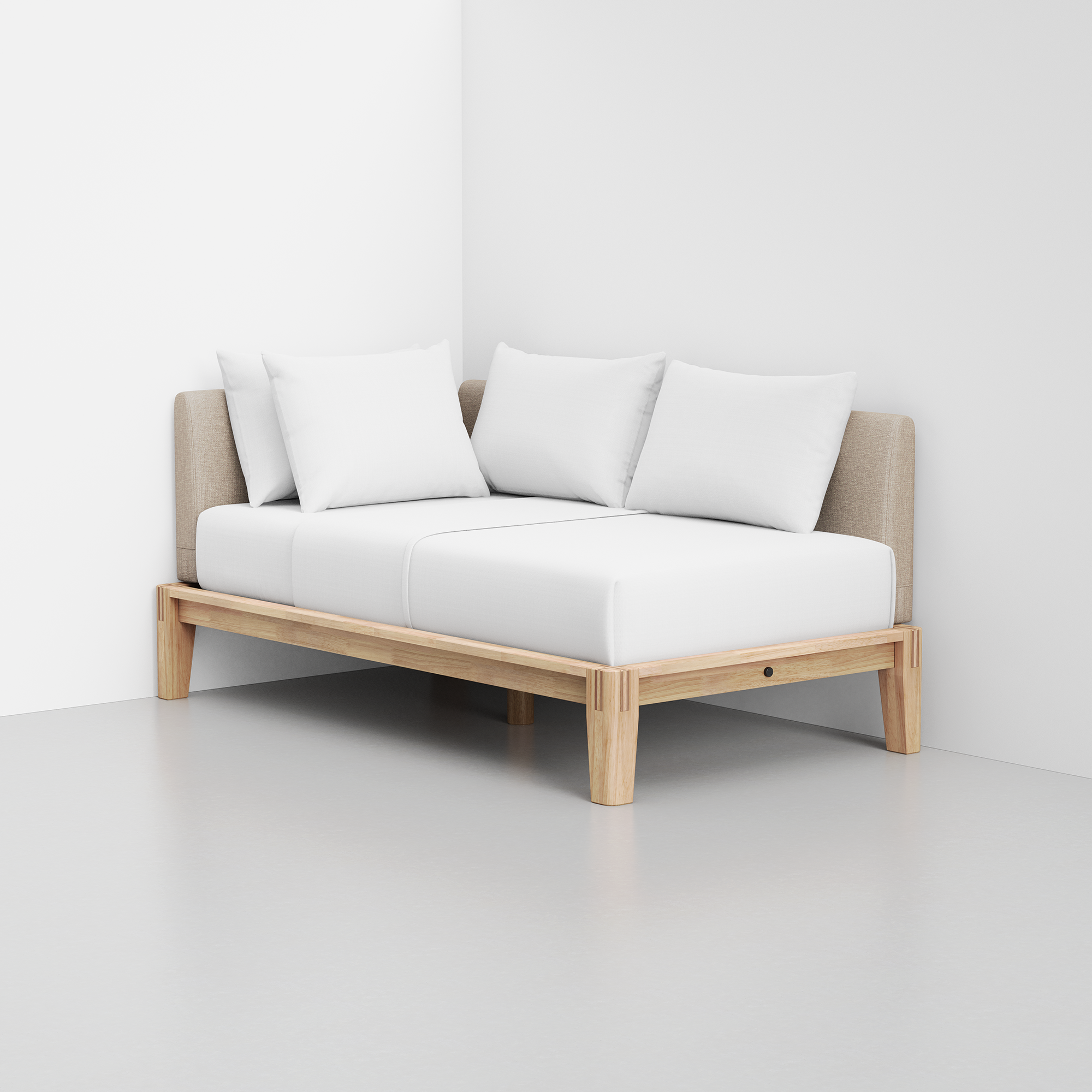 PDP Image: The Daybed (Natural / Dune) - Rendering - Pillows