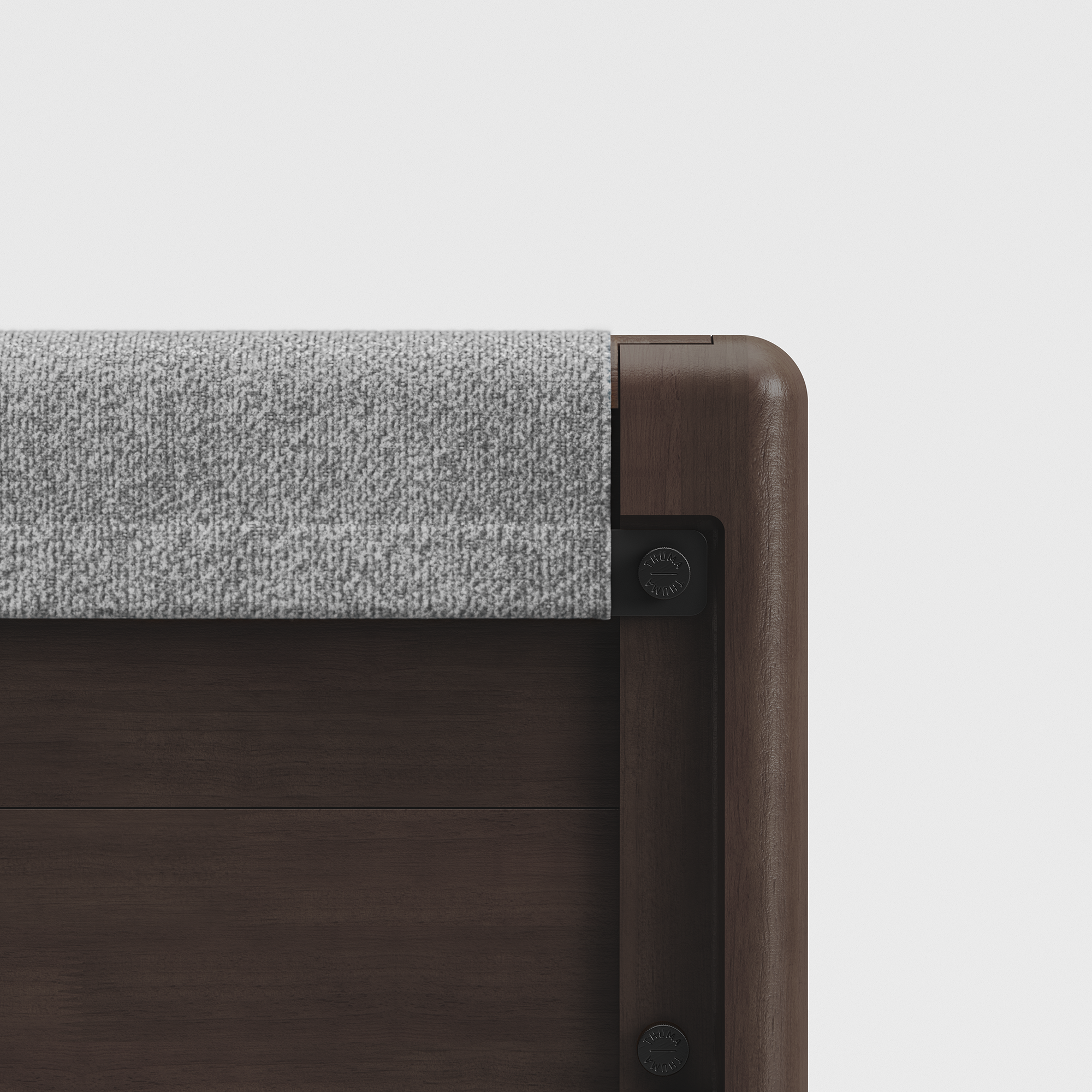 The Headboard (Espresso / HB Cushion Pewter) - Render -  Back Detail