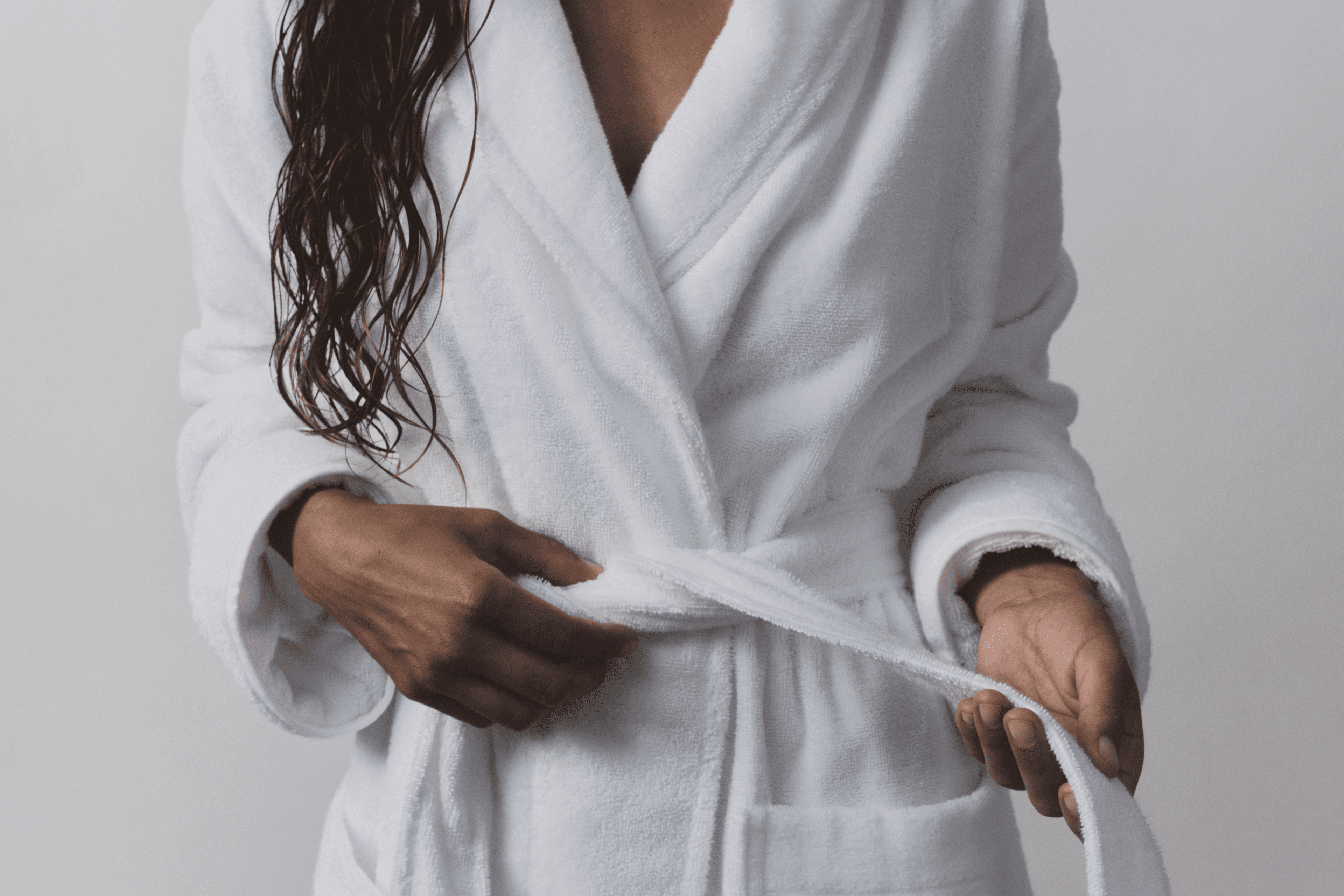 Turkish Cotton Bath Robe (White / Editorial) - PDP