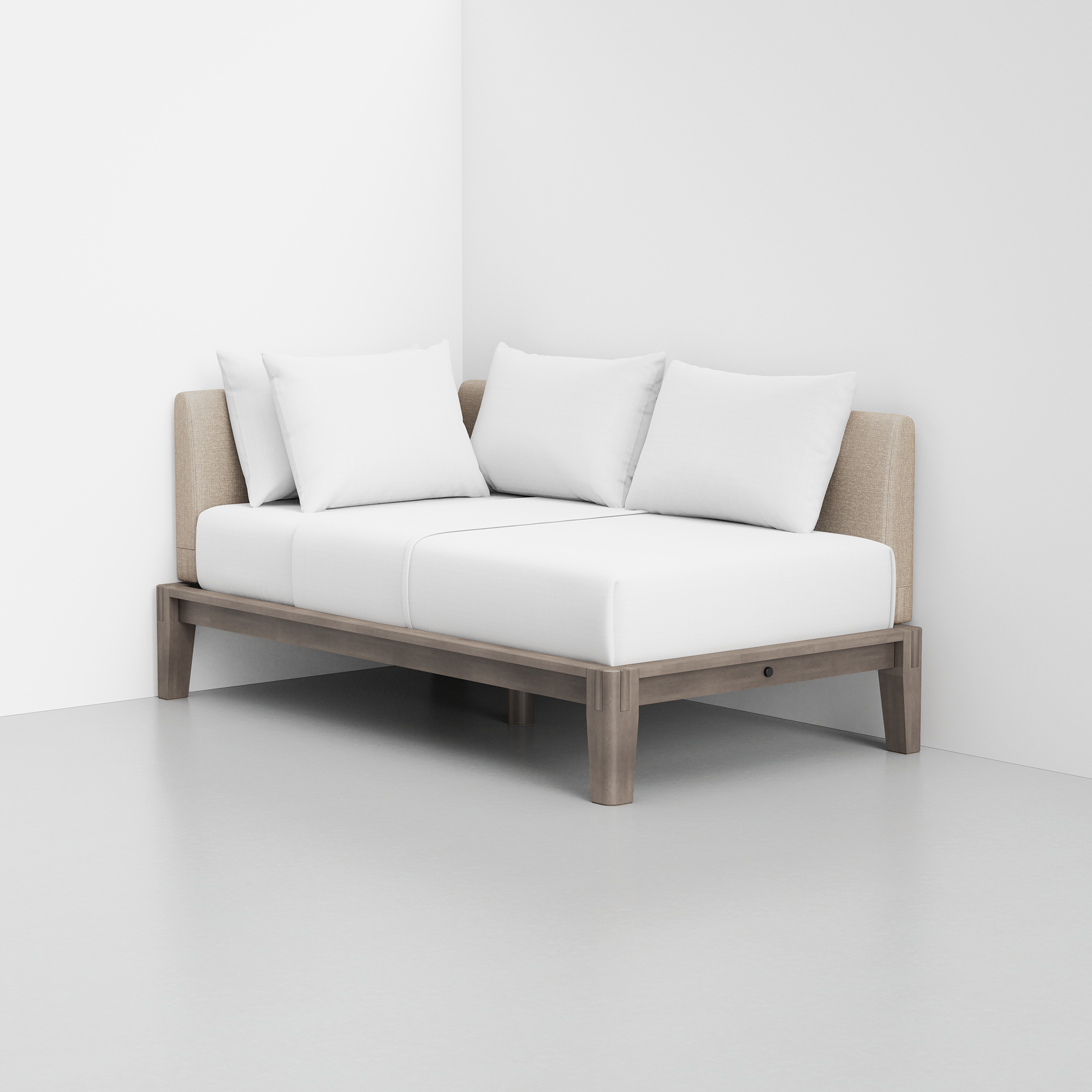 PDP Image: The Daybed (Grey/ Dune) - Rendering - Pillows