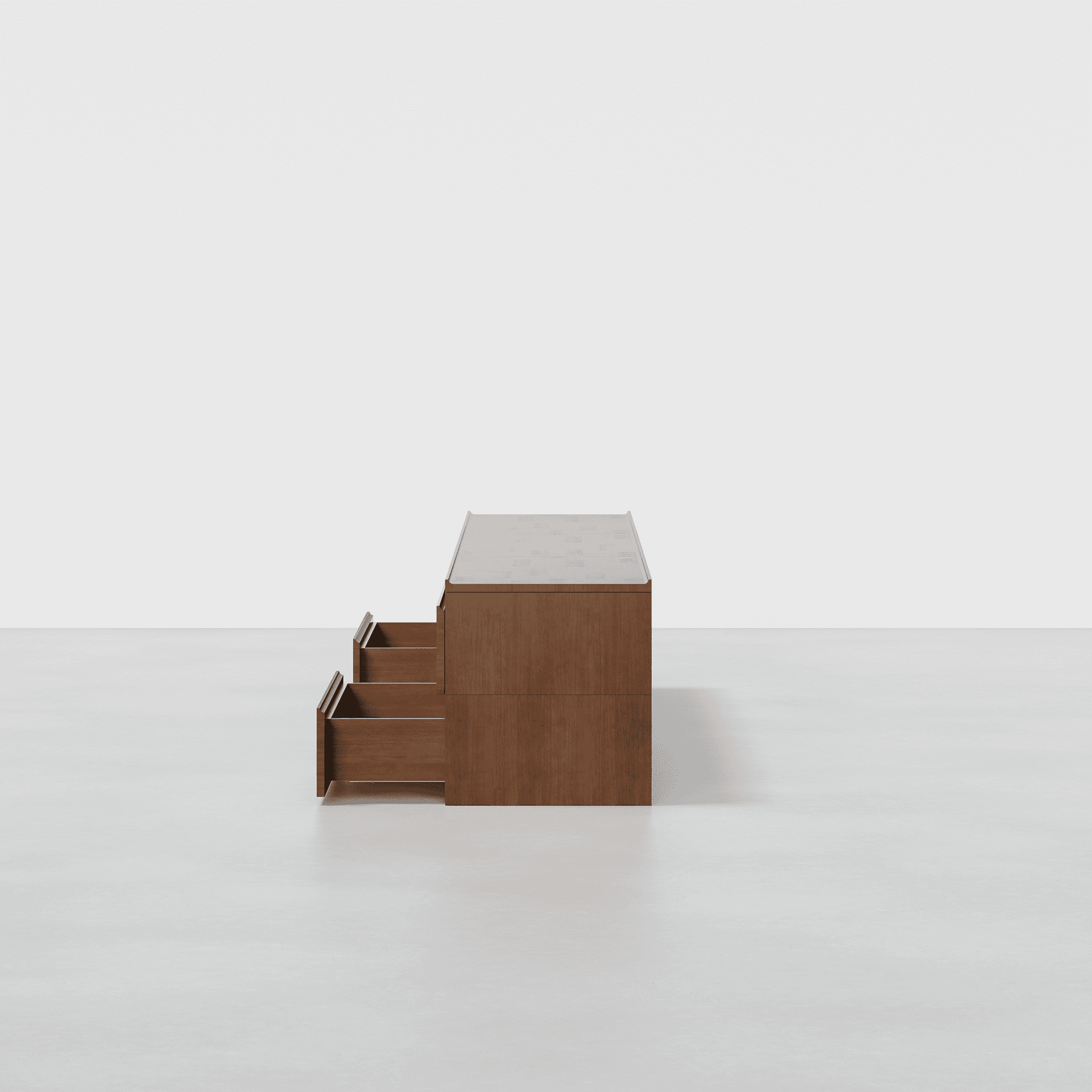 The Credenza (Walnut / 2x3) - Render - Drawer Open Side