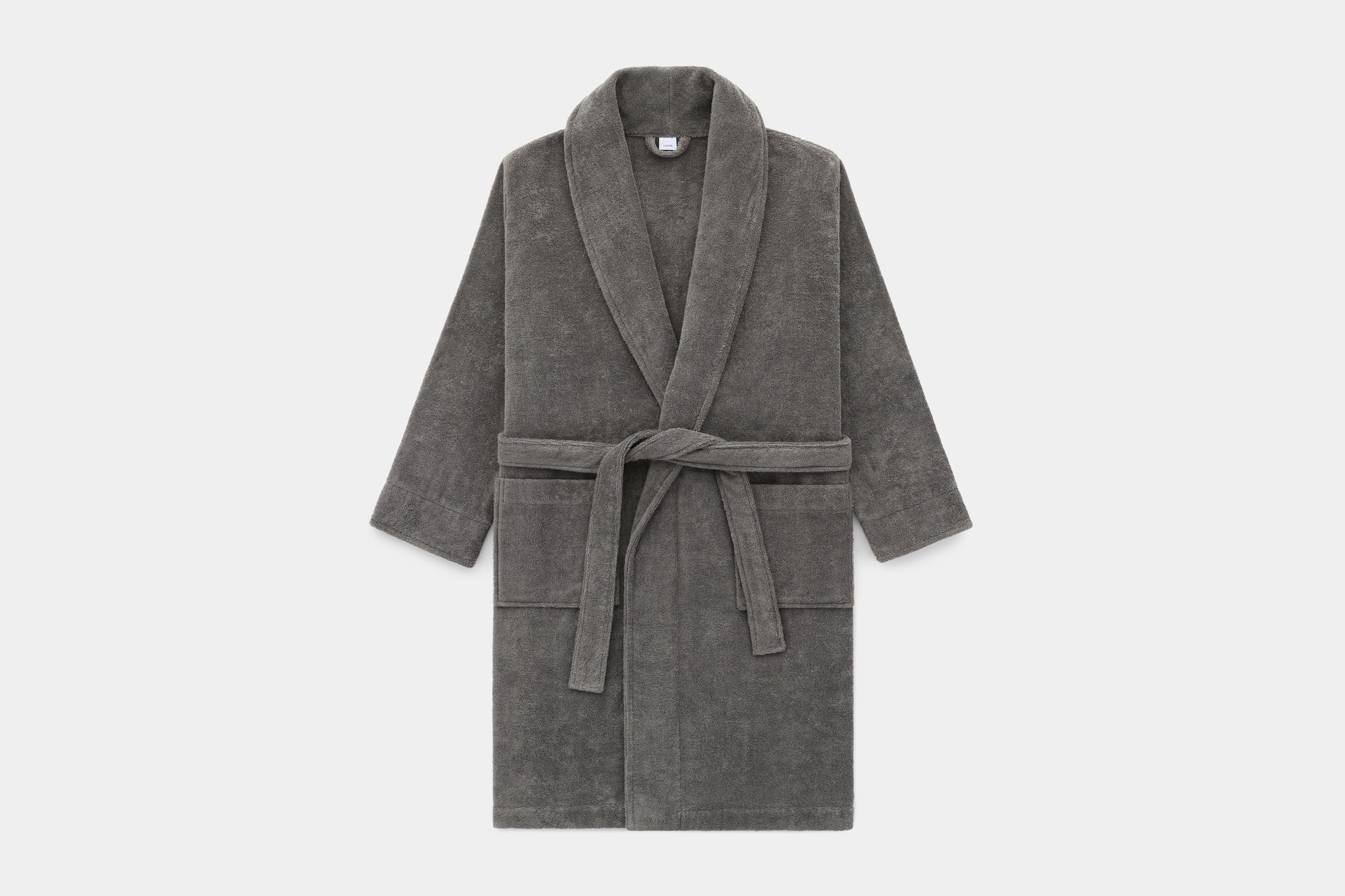 Turkish Cotton Bath Robe (Dark Charcoal) - Front