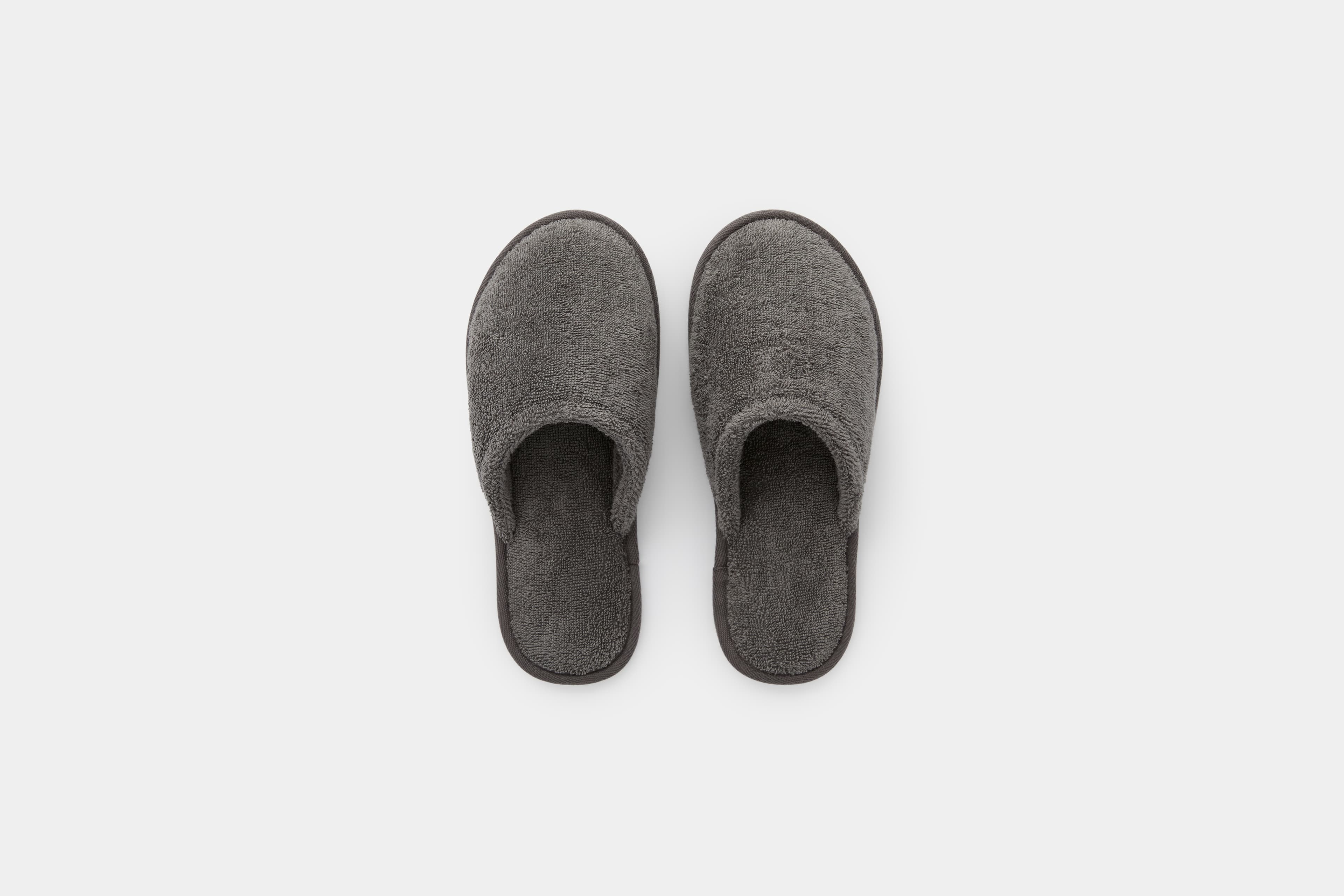 Turkish Cotton Bath Slippers (Dark Charcoal) - Front