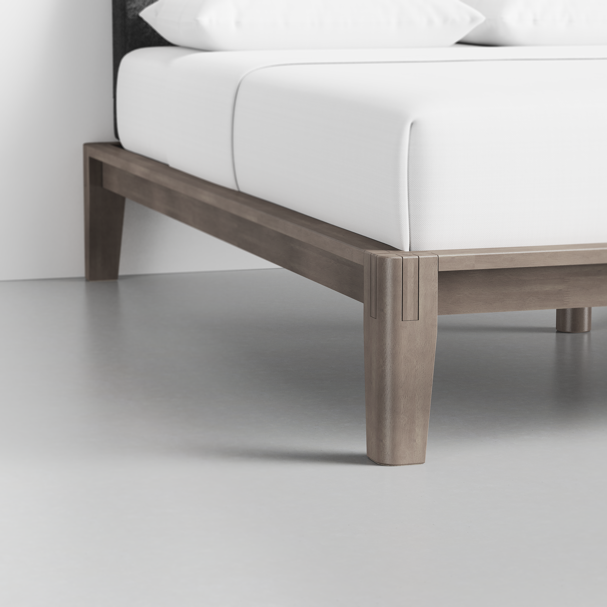 The Bed (Grey / Graphite) - Render - Foot Detail
