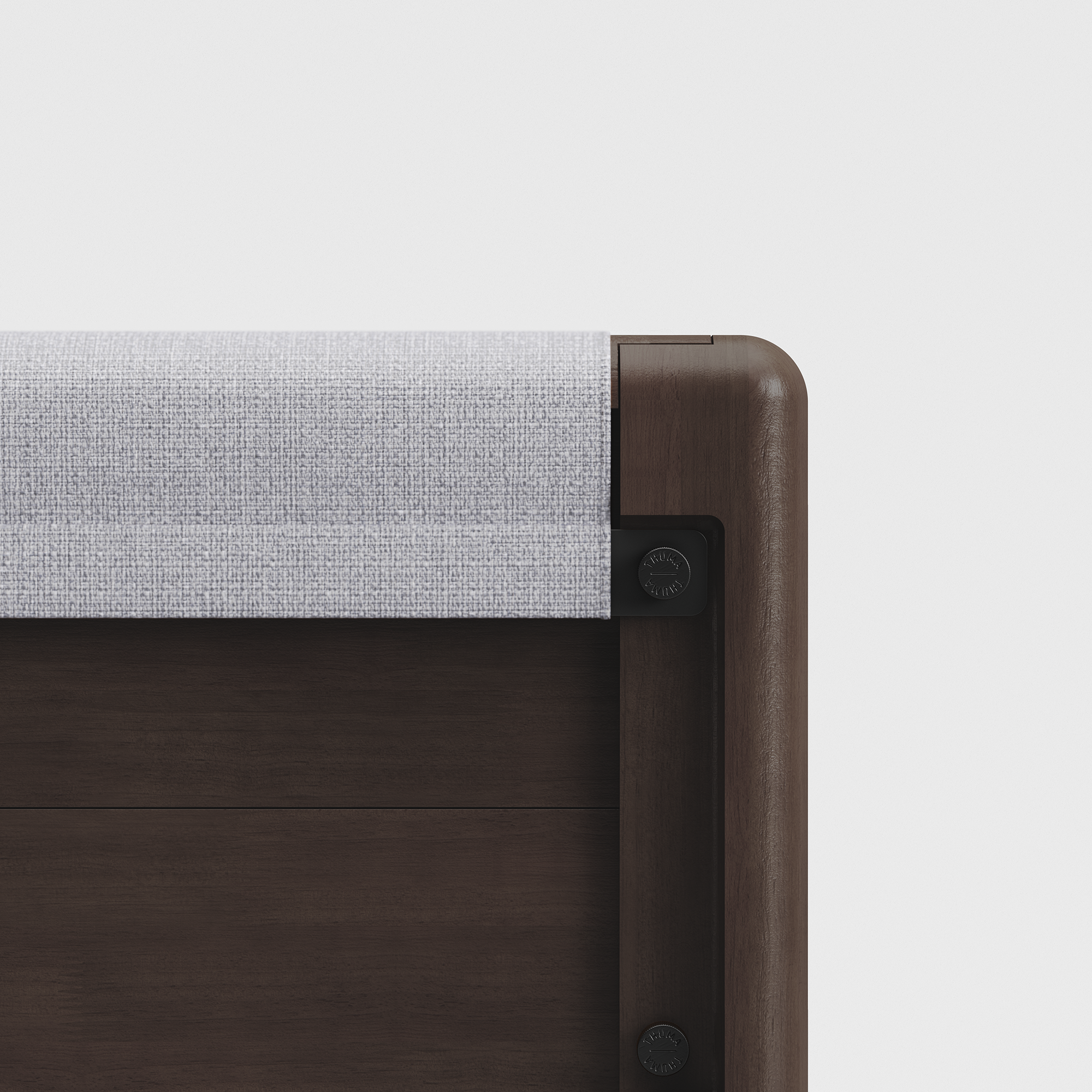 The Headboard (Espresso / HB Cushion Fog Grey) - Render - Back Detail