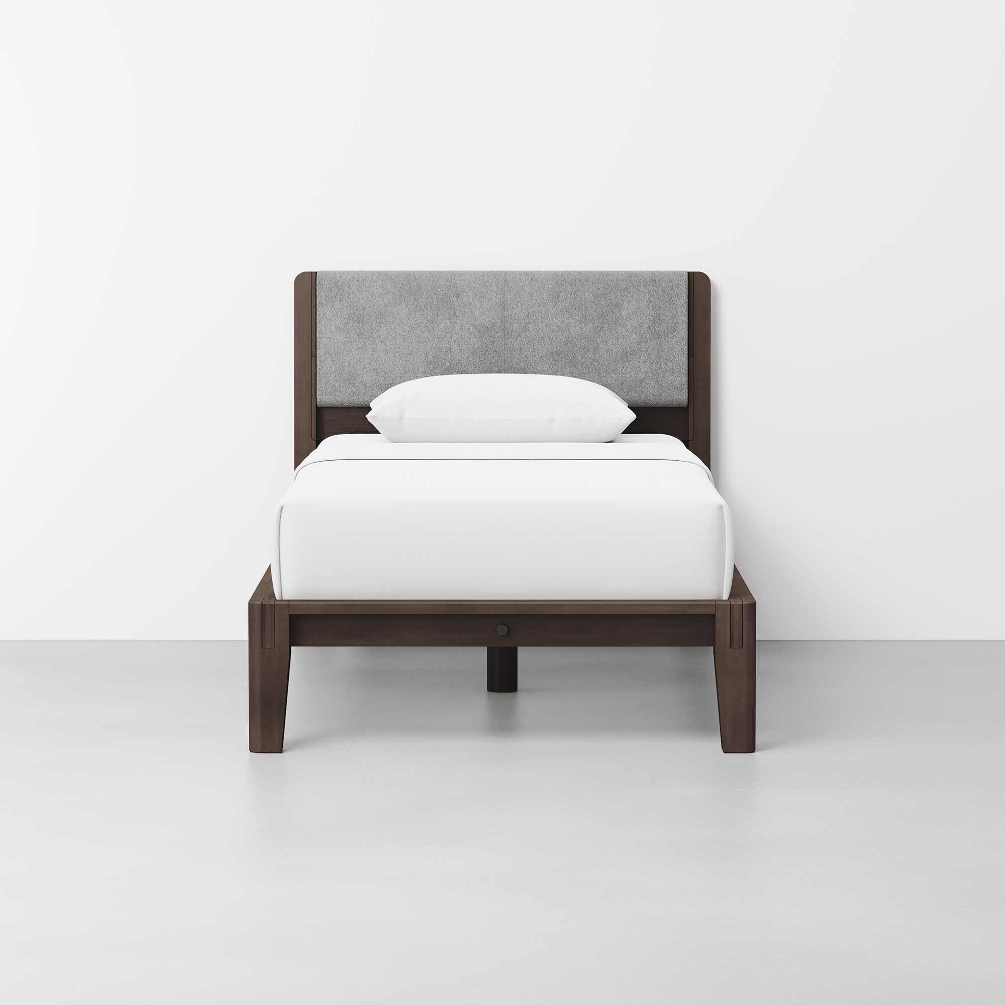 The Bed (Twin / Espresso / HB Cushion Pewter) - Render - Front