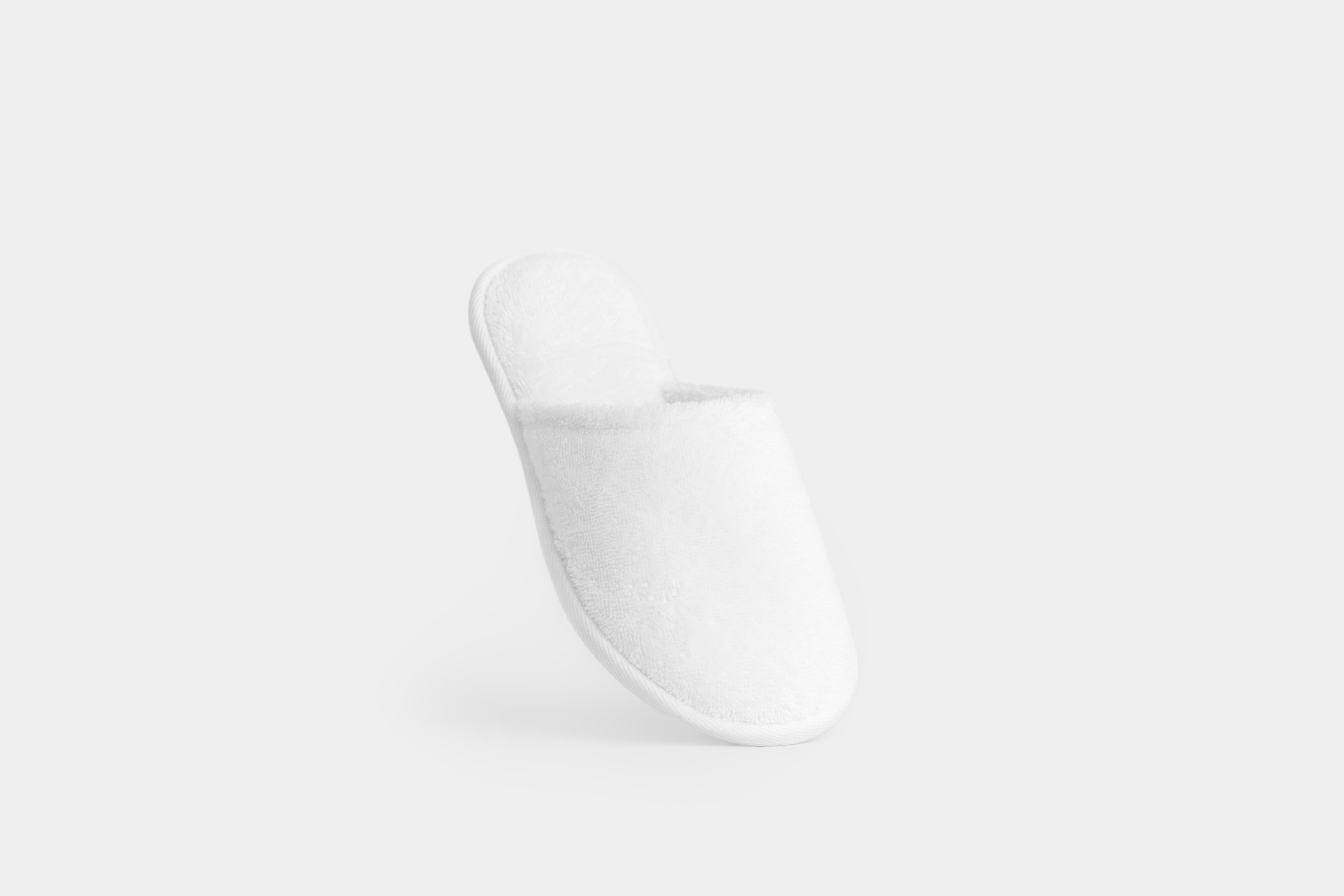 Turkish Cotton Bath Slippers (White) - Single Angled