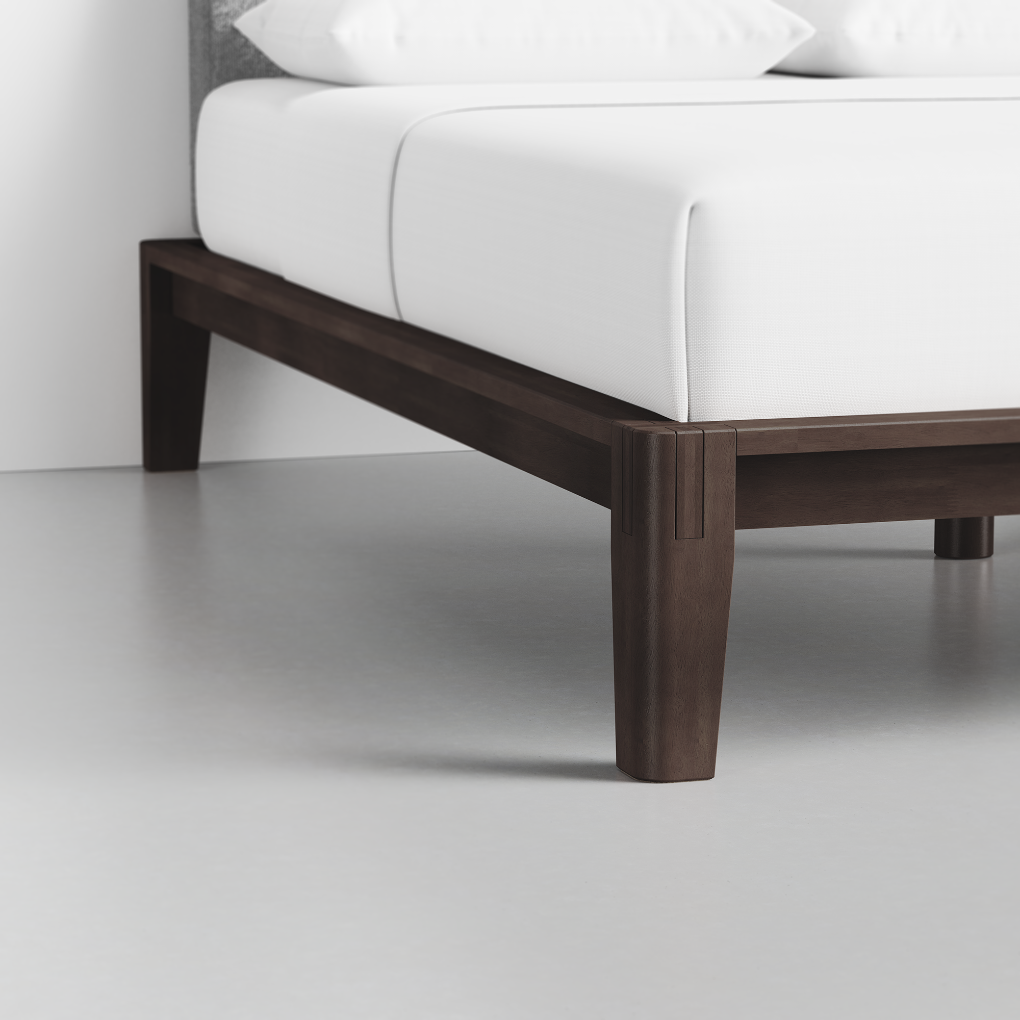 The Bed (Espresso / Pewter) - Render - Foot Detail