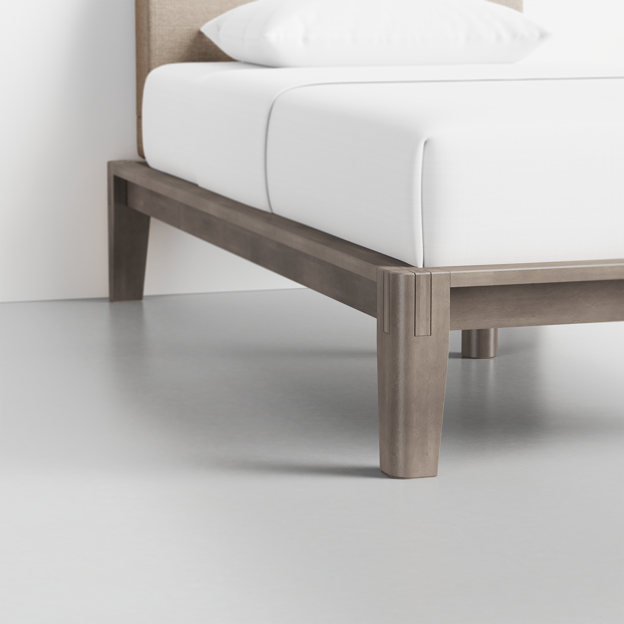 The Bed (Twin / Grey / Dune) - Render - Foot Detail