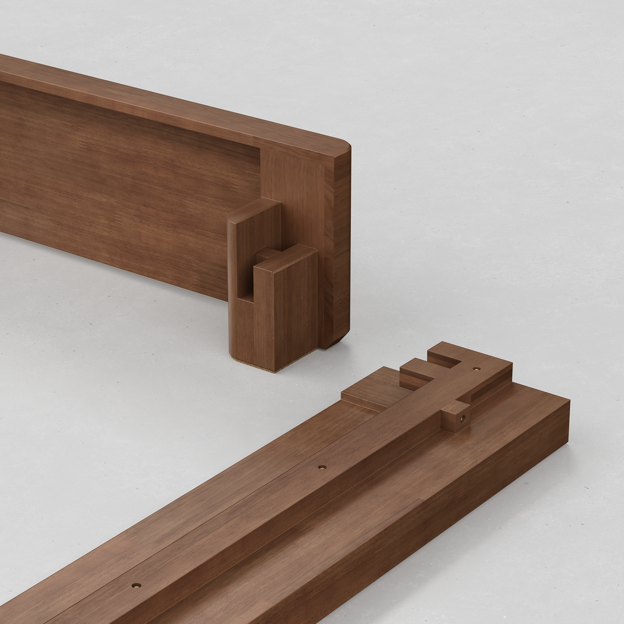 Essential Bed (Walnut) - Rail Detail