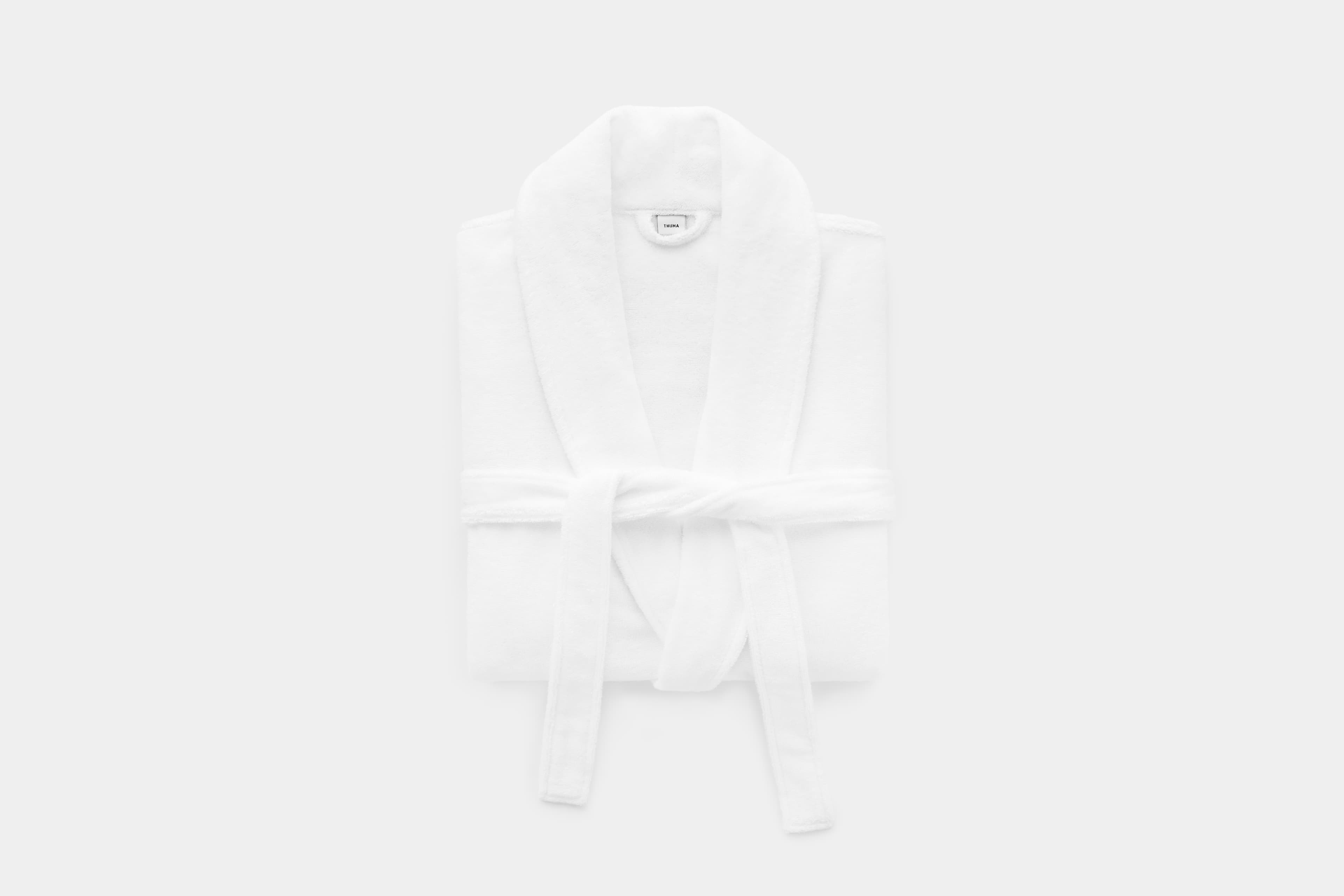 Turkish Cotton Bath Robe (White) - Folded