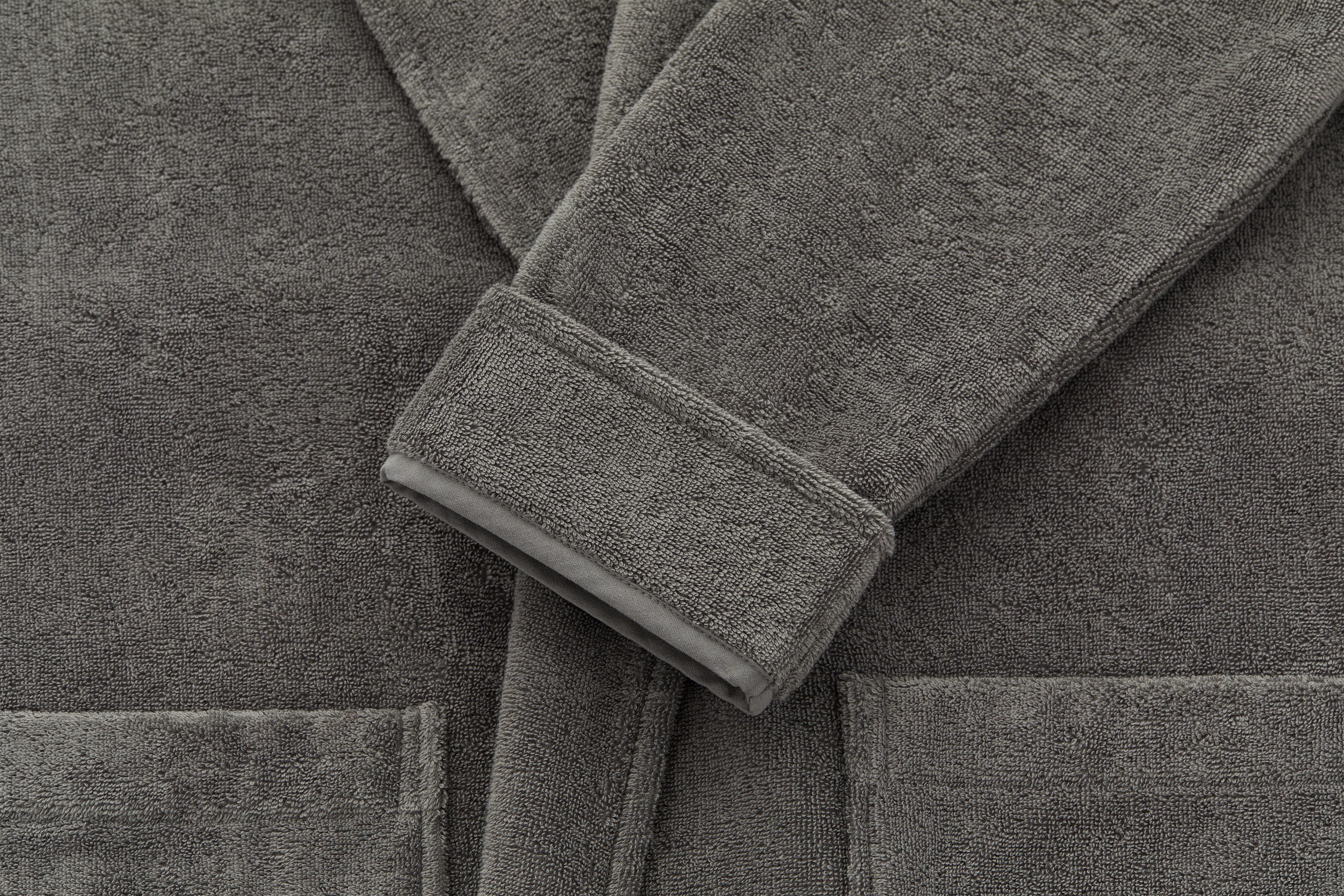 Turkish Cotton Bath Robe (Dark Charcoal) - Sleeve Detail