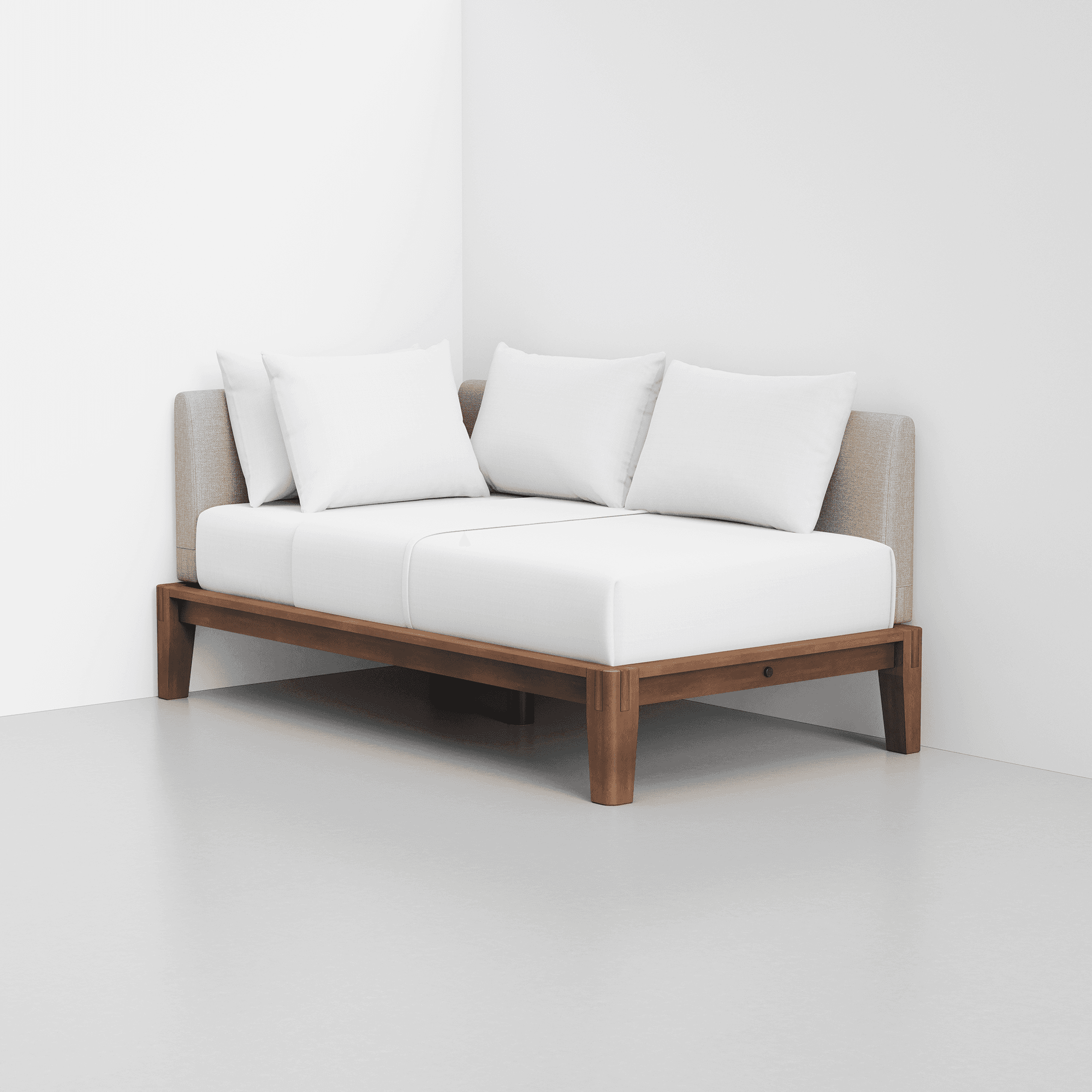 PDP Image: The Daybed (Walnut / Dune) - Rendering - Pillows