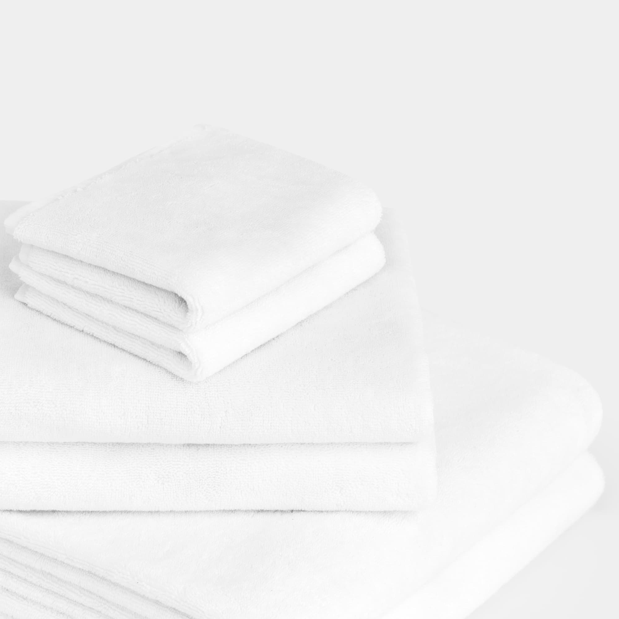 Turkish Cotton Towel Set (White) - Angled