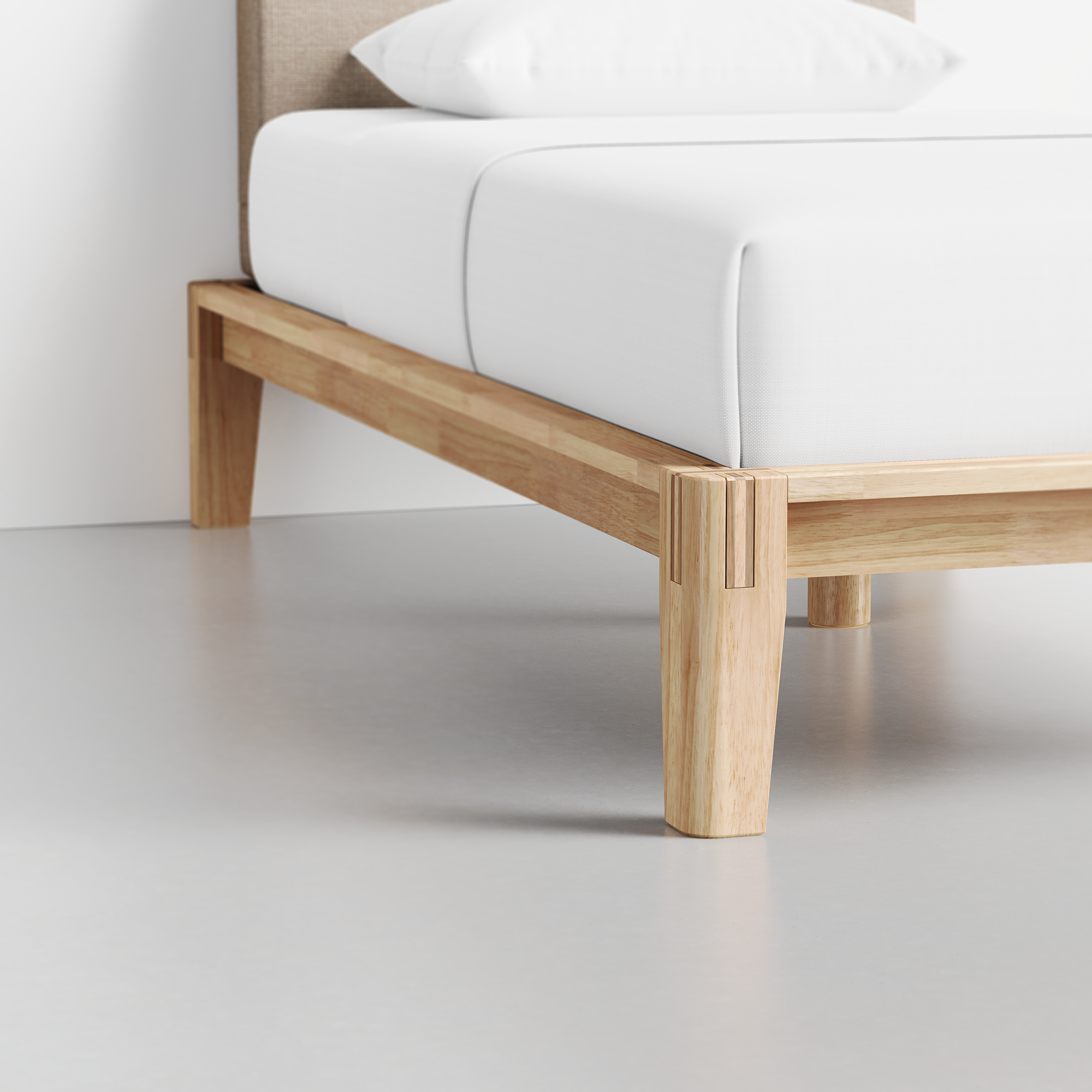 The Bed (Twin / Natural / Dune) - Render - Foot Detail