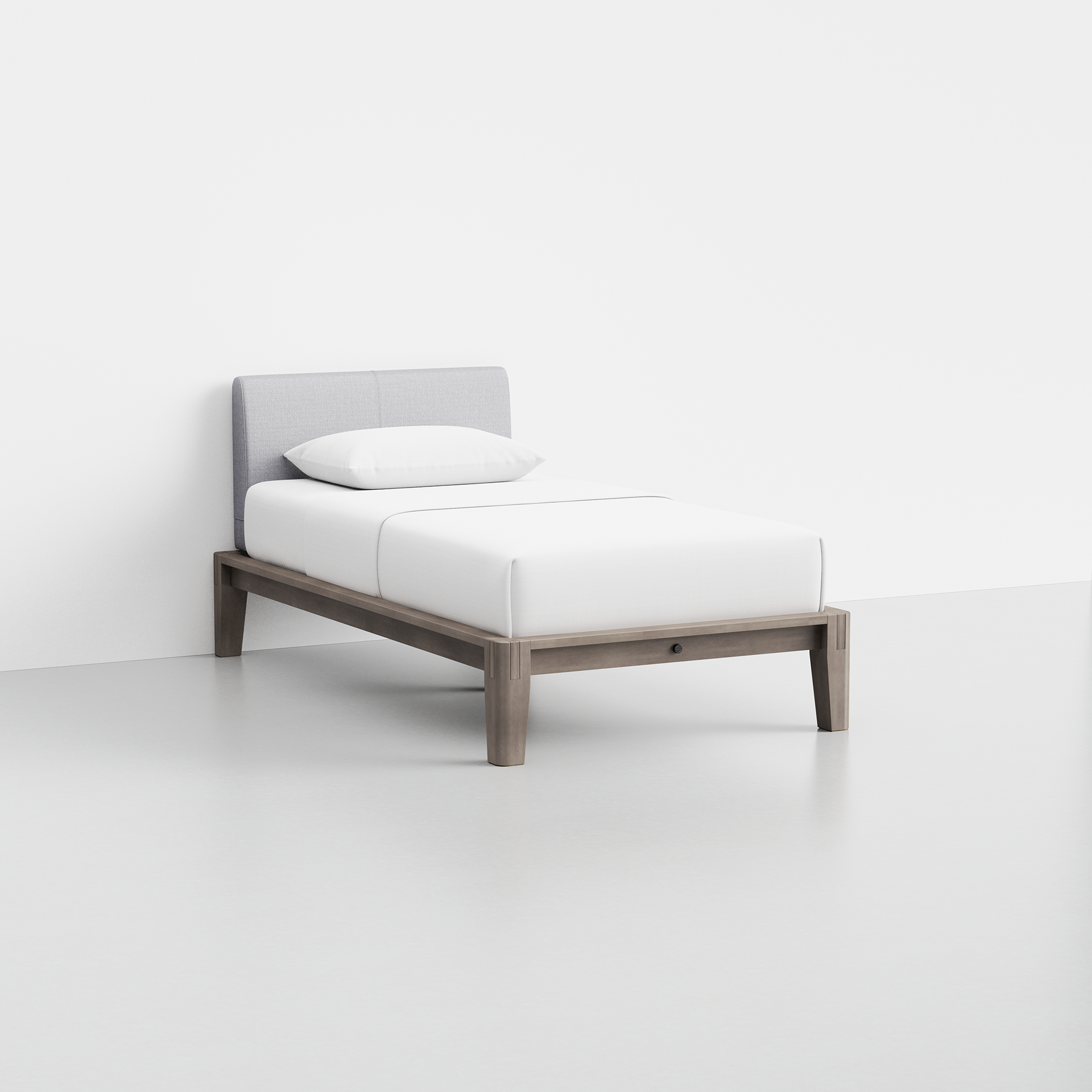 The Bed (Twin / Grey / Fog Grey) - Render - Angled