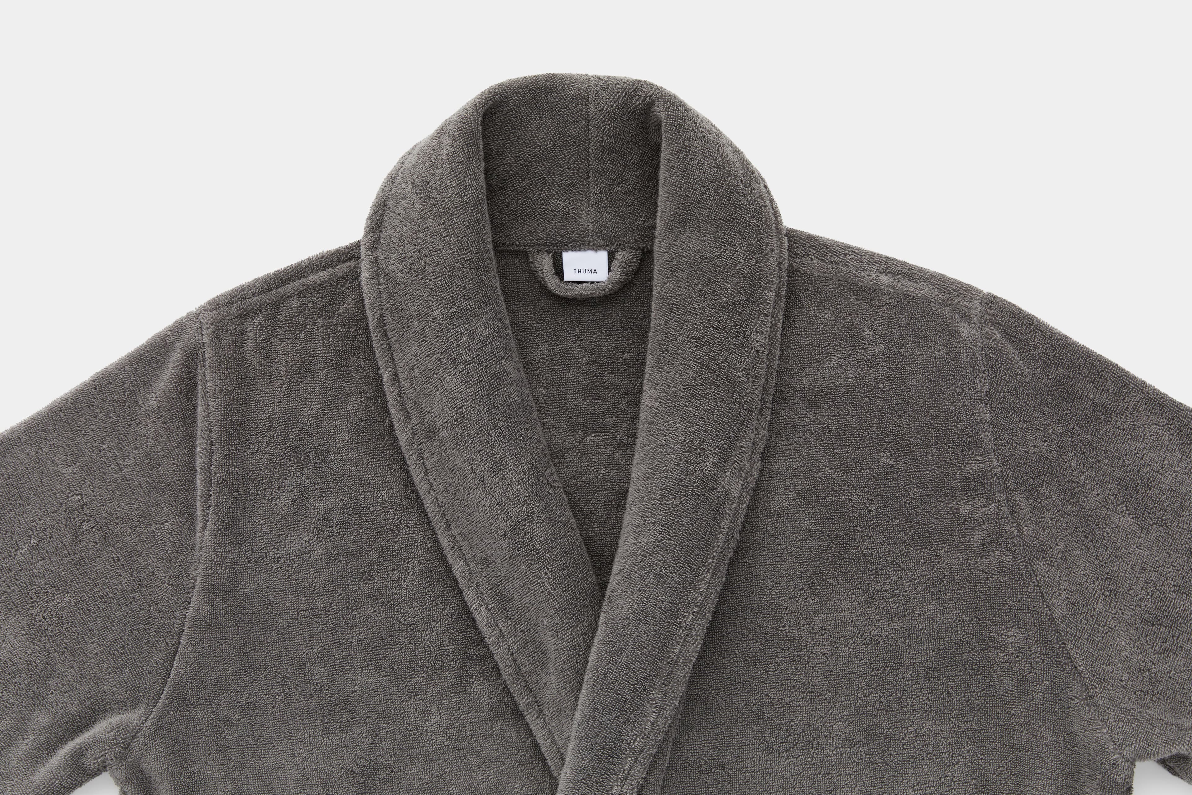 Turkish Cotton Bath Robe (Dark Charcoal) - Collar