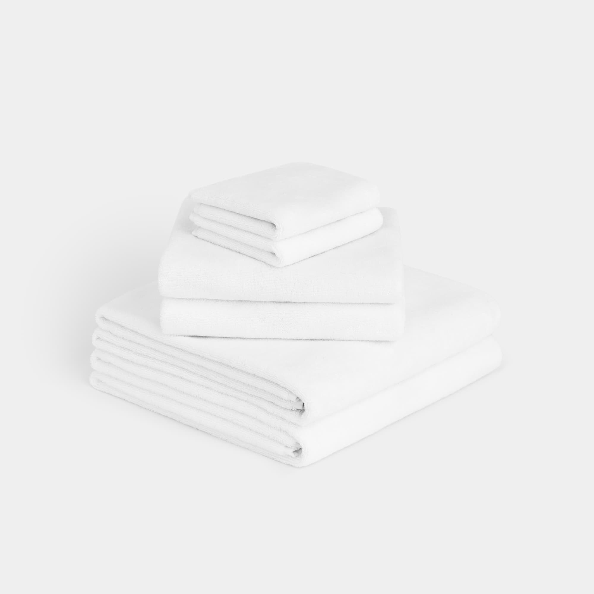 Turkish Cotton Towel Set (White) - Angled