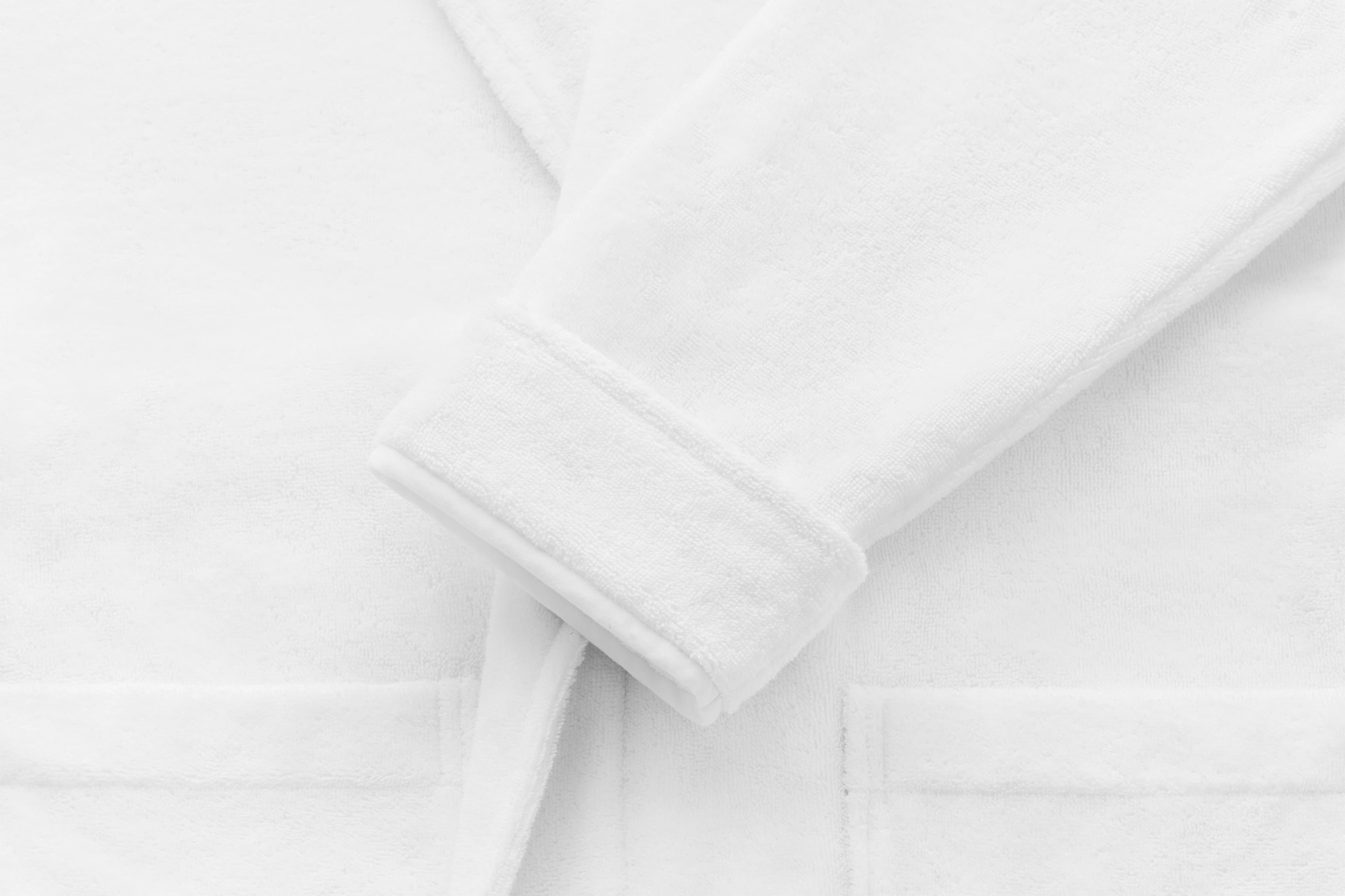 Turkish Cotton Bath Robe (White) - Sleeve Detail